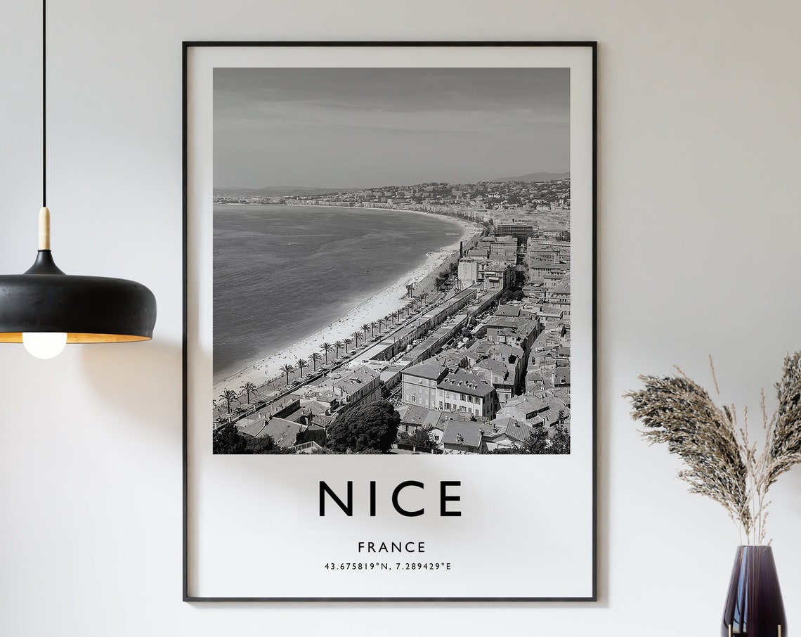 Nice Travel Print Nice Travel Poster France Print Travel Art Travel Decor Black And White Print Photographic Art Various Sizes