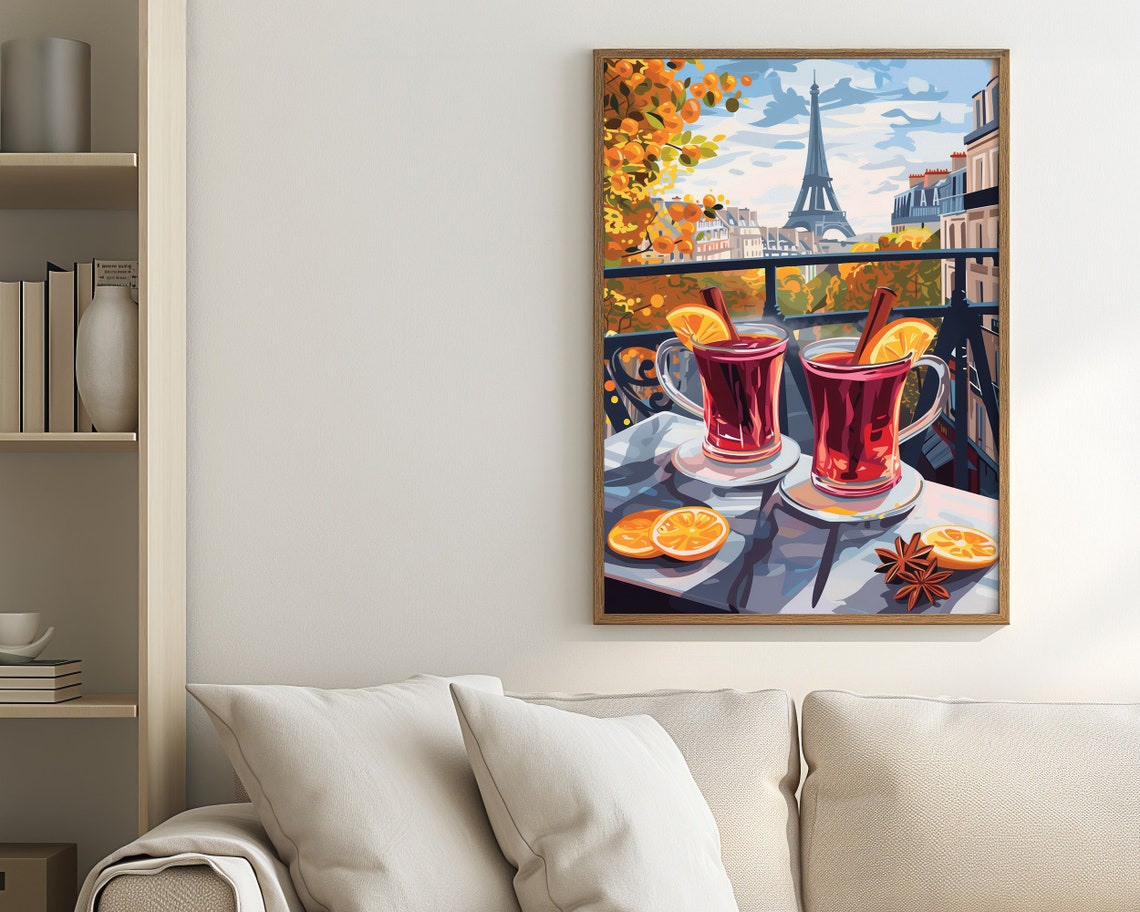 Mulled Wine in Paris Eiffel Tower Balcony Autumn Cocktail Poster - Image 2