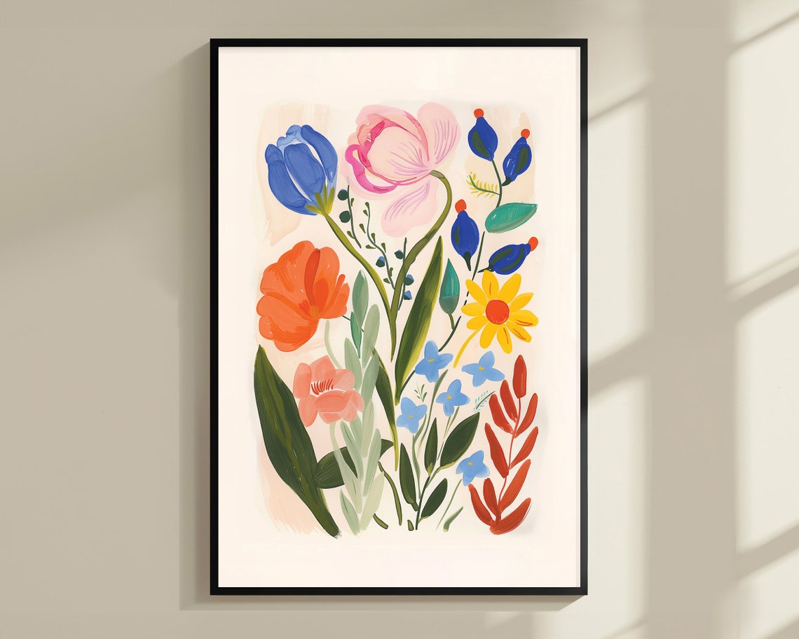 Colorful Wildflower Blossom Bouquet Painterly Floral Wall Art - Image 3