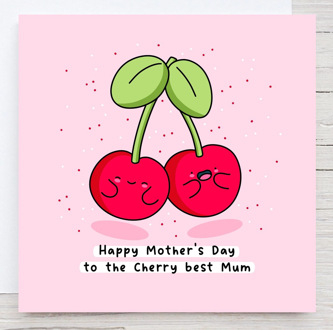Happy Mothers Day Card Kawaii Card Funny Pun Card Cherry Themed Best Mum