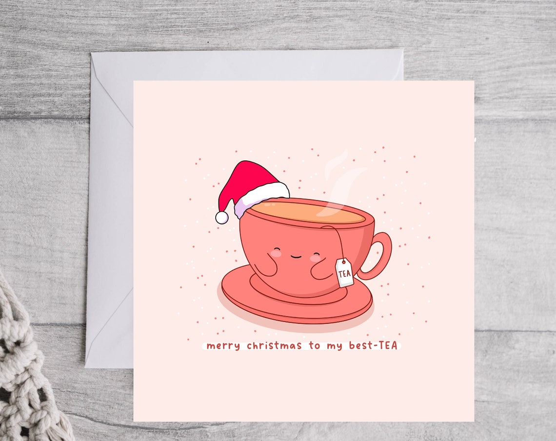 Smiling Tea Cup In Santa Hat Merry Christmas Best Tea Wall Art - Image 4