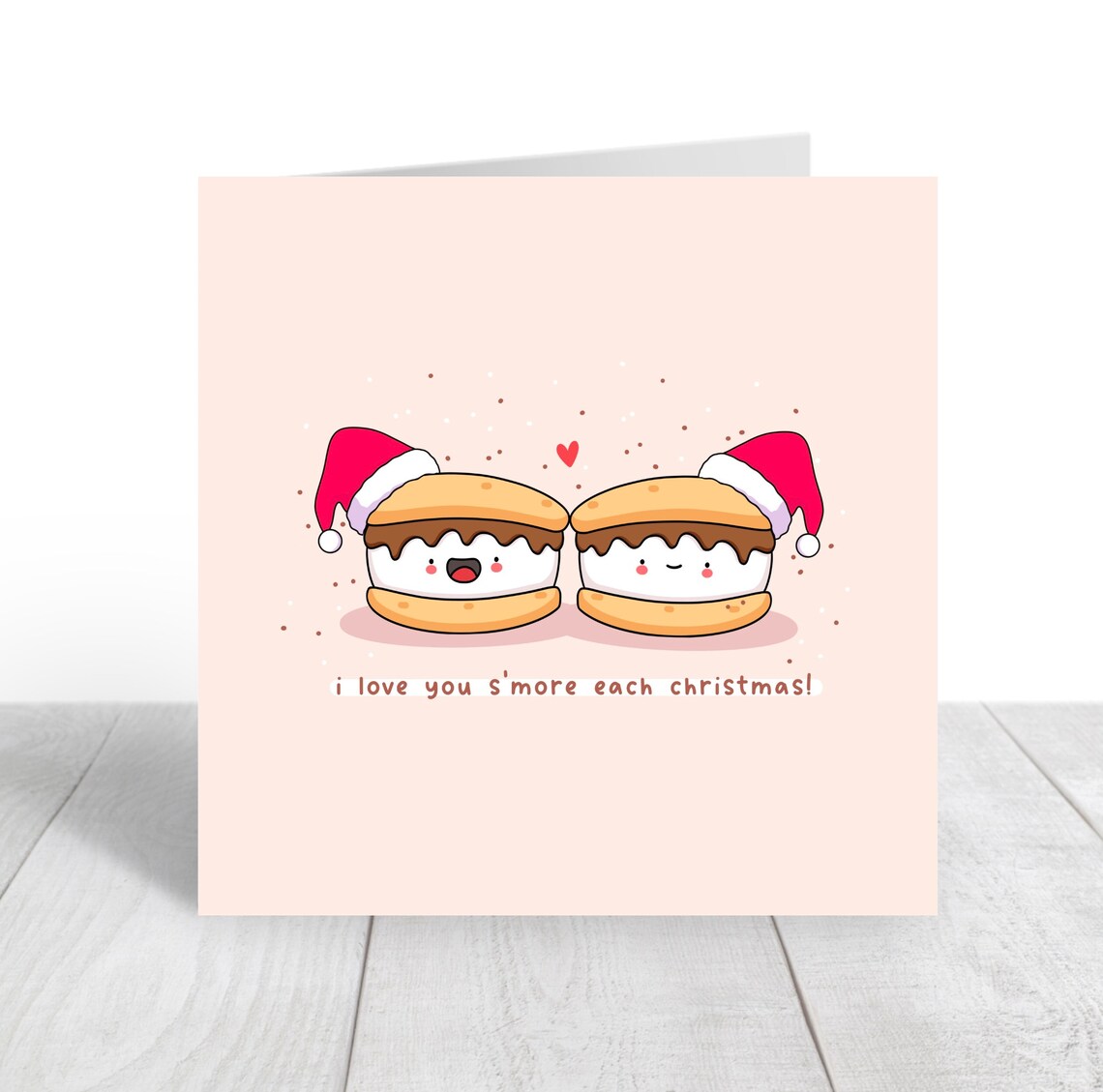 Kawaii Smores Christmas Pun Poster with Santa Hats Love Each Year - Image 4