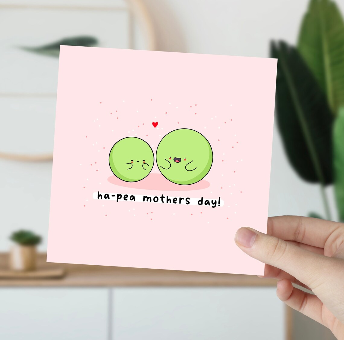 Two Smiling Peas Ha-Pea Mothers Day Punny Kawaii Green Wall Art - Image 5