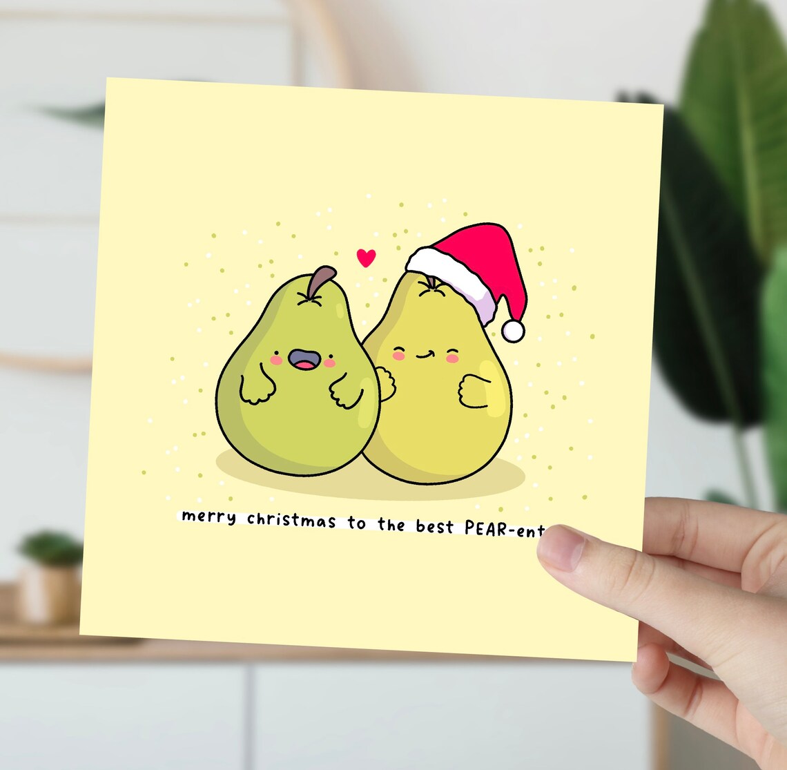 Merry Christmas To The Best PEAR-ents Illustrated Card Print - Image 6