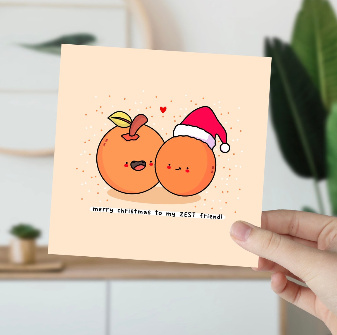 Merry Christmas To My ZEST Friend Oranges Illustrated Card Print - Image 6