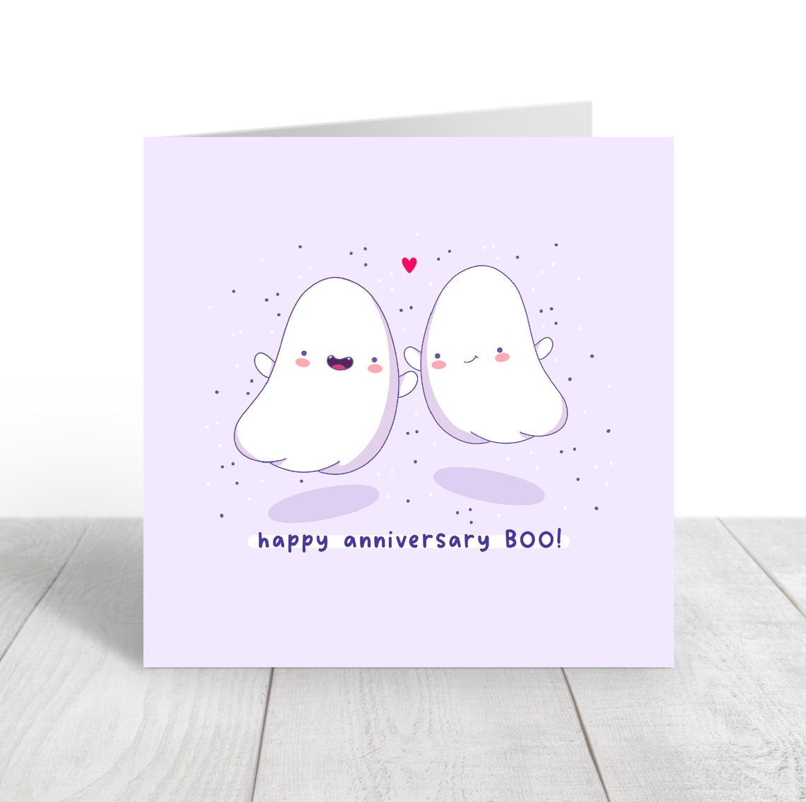 Happy Anniversary Boo Kawaii Ghost Couple Love Card Gift Poster - Image 5