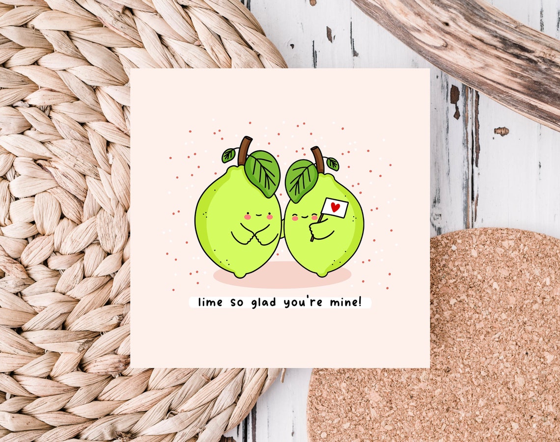 Kawaii Lime Pair Heart Flag Lime So Glad Youre Mine Wall Art - Image 2