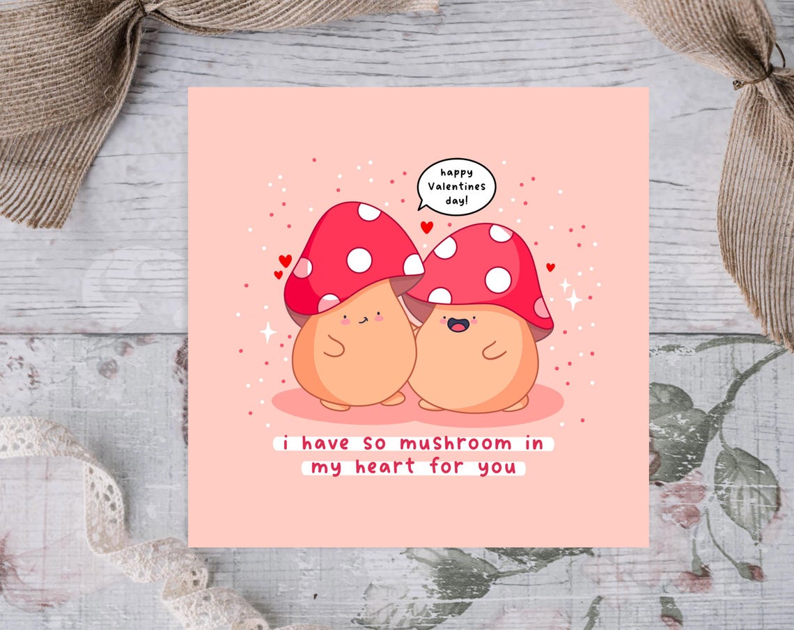 Cute Mushroom Duo So Mushroom In My Heart For You Pun Wall Art - Image 2