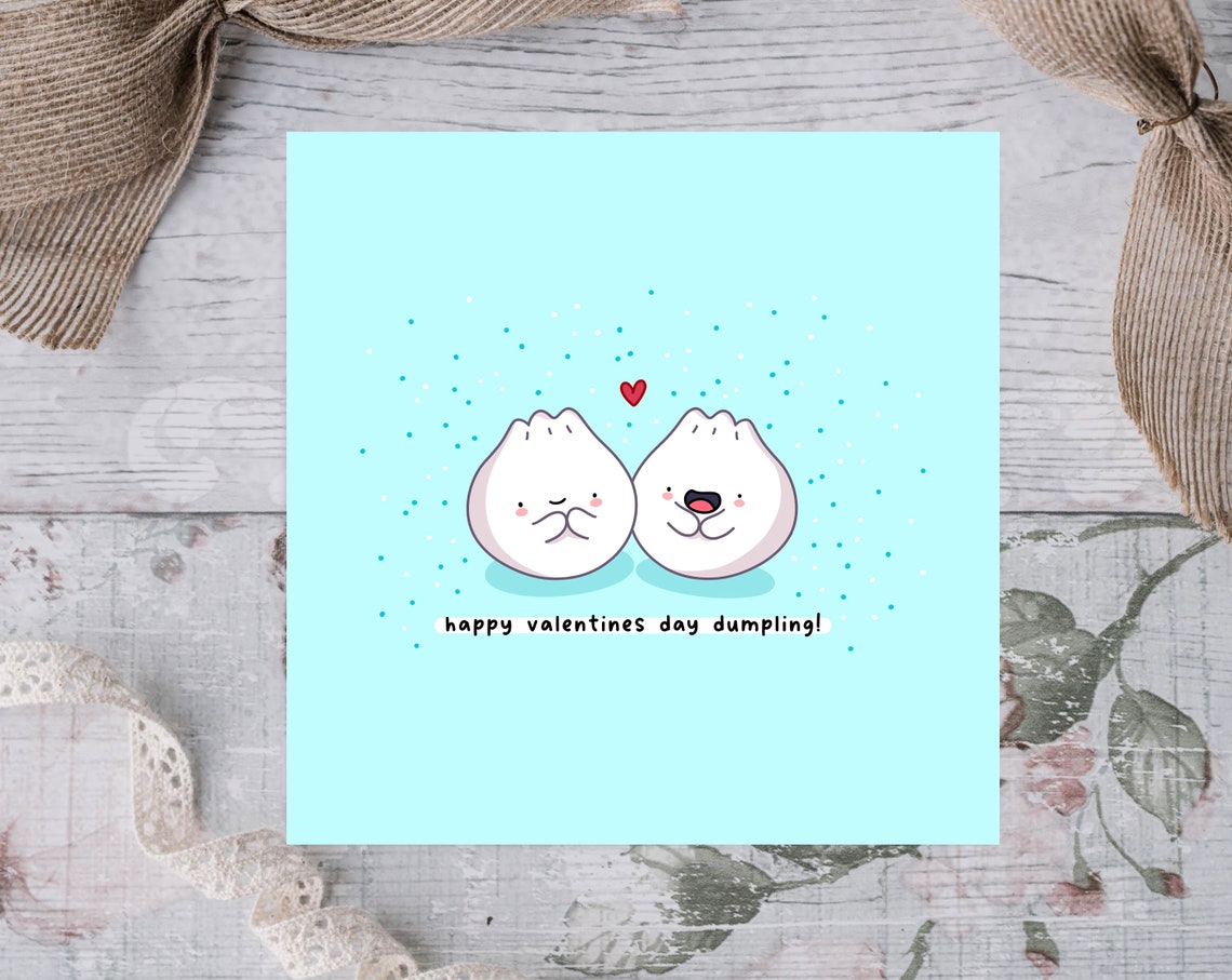 Happy Dumpling Duo Happy Valentines Day Dumpling Pun Wall Art - Image 3