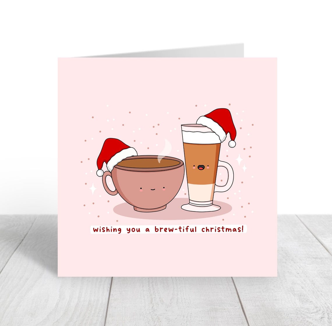 Wishing You A Brew-tiful Christmas Coffee Cup Illustrated Card Print - Image 4