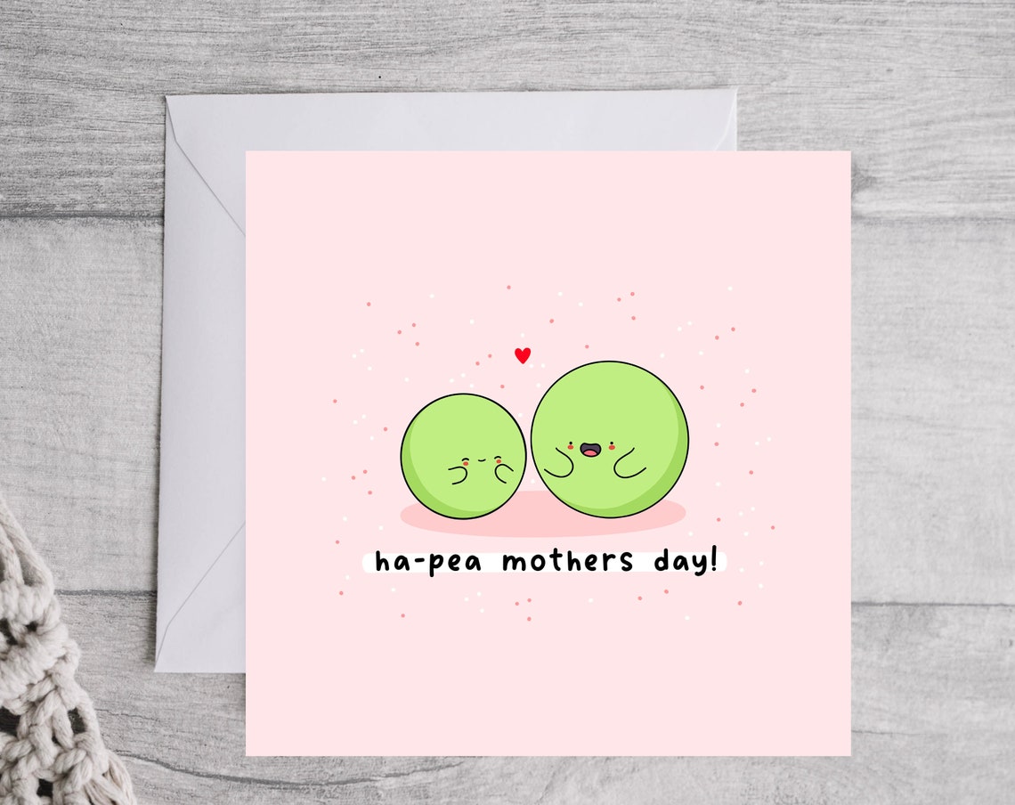 Two Smiling Peas Ha-Pea Mothers Day Punny Kawaii Green Wall Art - Image 4