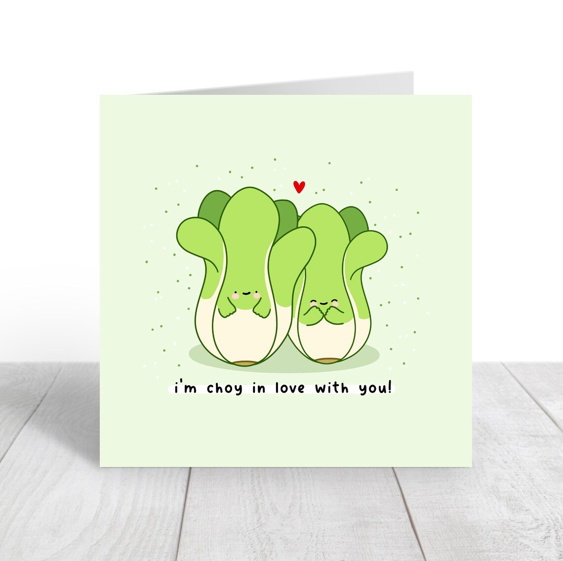 Im Choy In Love With You Bok Choy Love Pun Illustrated Card Print - Image 5