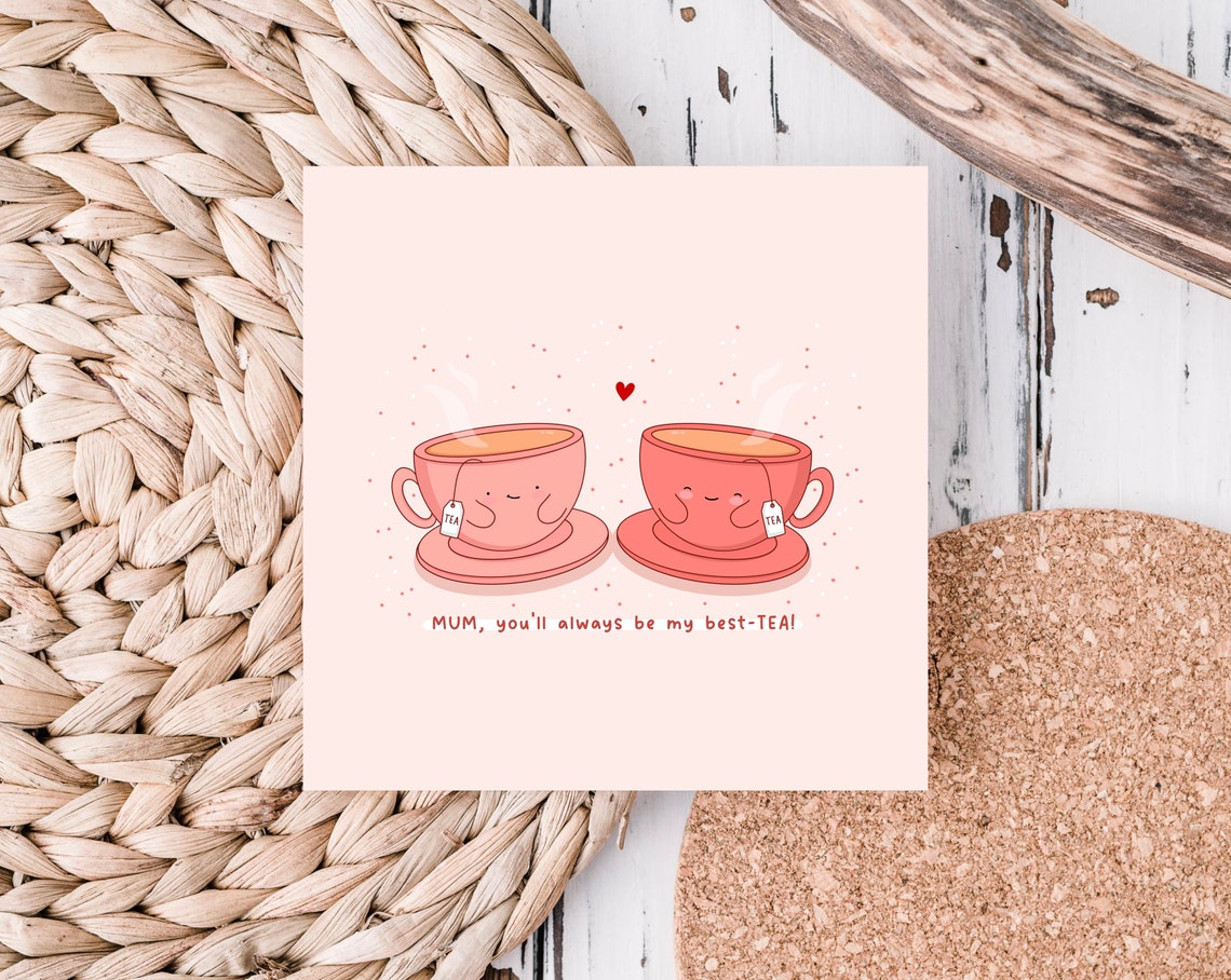 Kawaii Pink Teacup Mothers Day Pun Poster with Best Tea Cups - Image 3