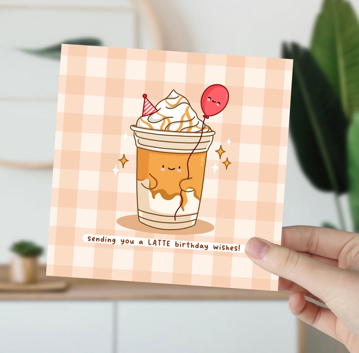 Kawaii Sending You a LATTE Birthday Wishes Coffee Pun Art Print - Image 6