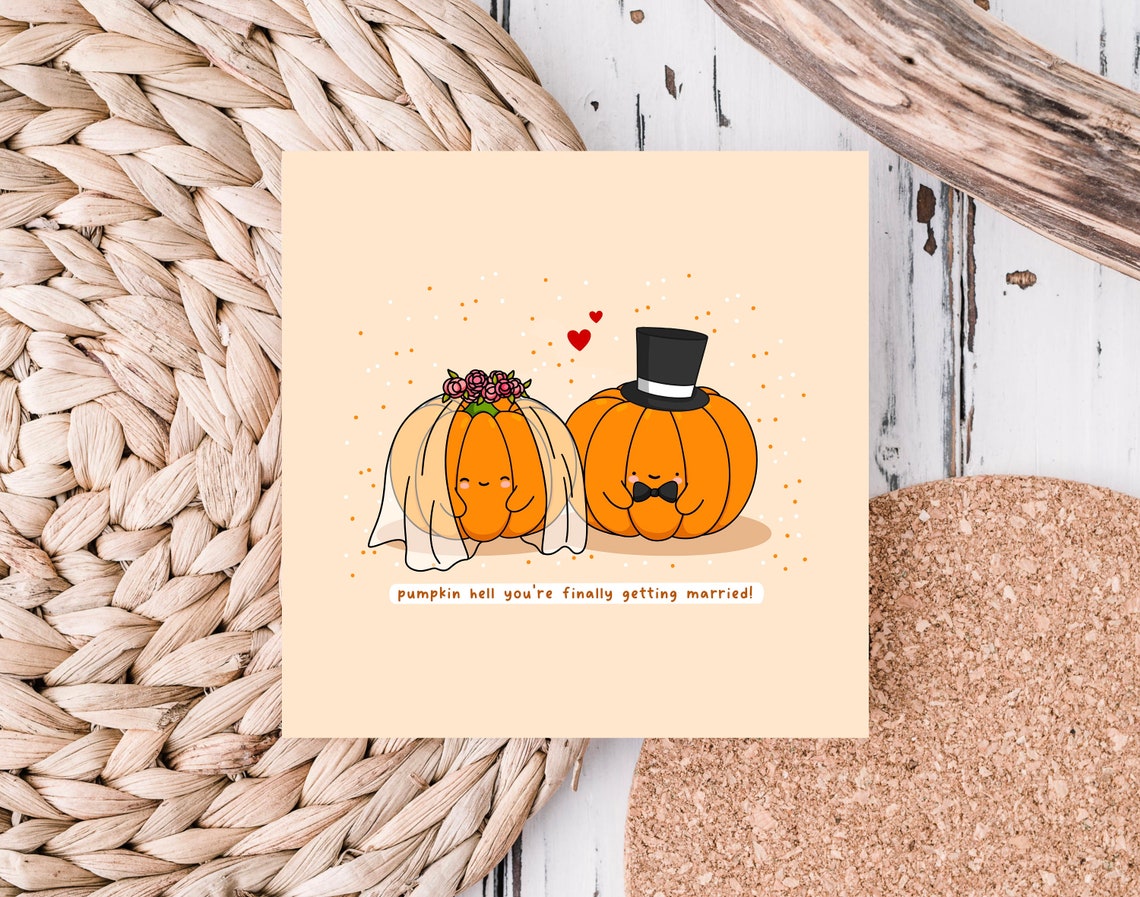 Pumpkin Bride And Groom Finally Getting Married Funny Pun Wall Art - Image 2