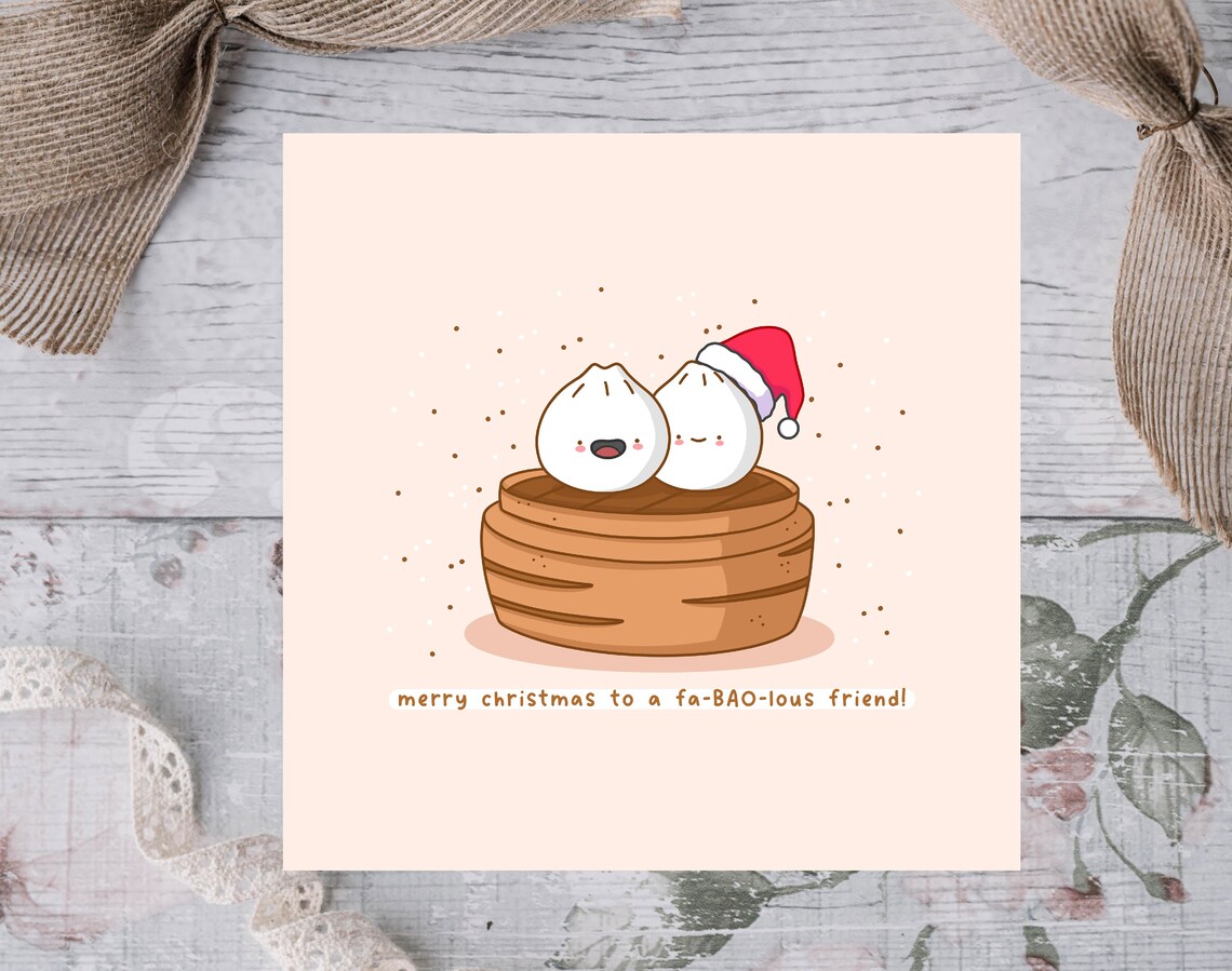 Merry Christmas To A Fa-BAO-lous Friend Bao Buns Holiday Print - Image 2