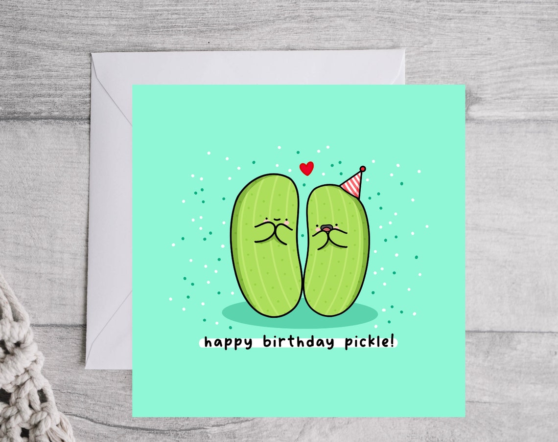 Happy Birthday Pickle Mint Square Kawaii Pickle Party Poster - Image 2