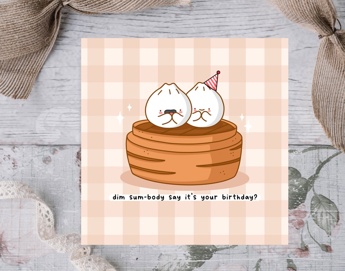 Kawaii Dim Sum-body Say Its Your Birthday Bao Bun Pun Art Print - Image 2