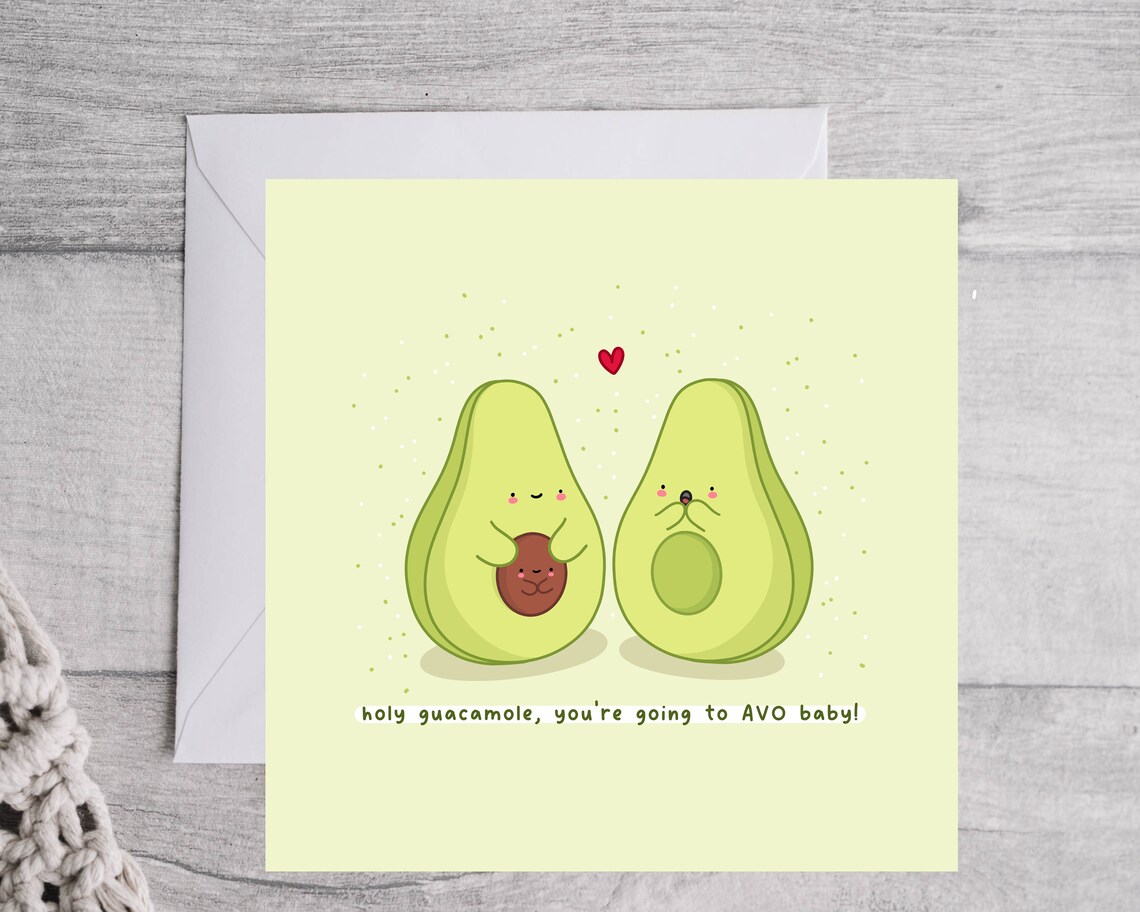 Avocado Baby Announcement Guacamole AVO Baby Card Cute Print - Image 4