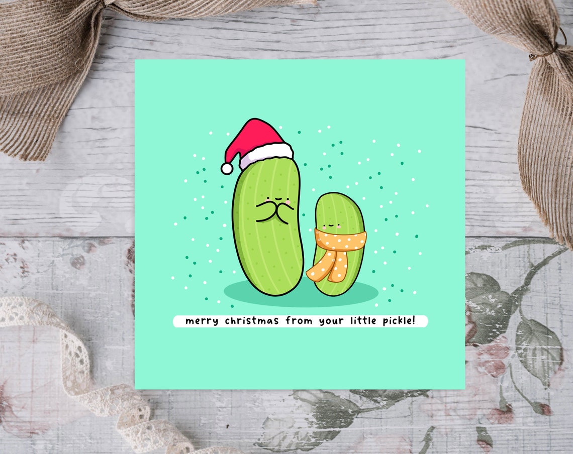 Merry Christmas From Your Little Pickle Kawaii Pickle Pair Poster - Image 2