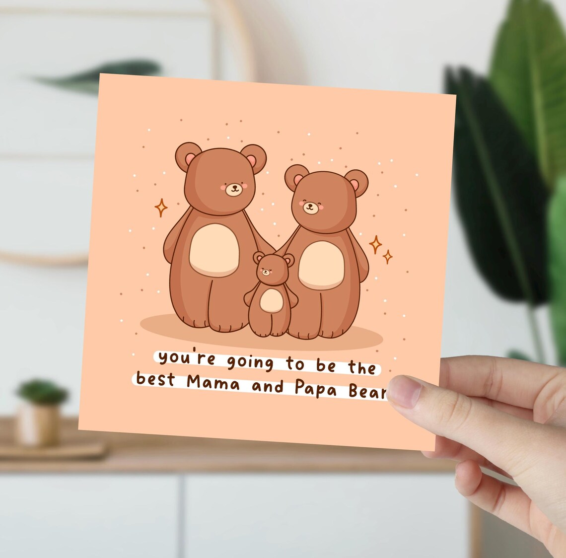 Sweet Bear Family Mama and Papa Bear New Baby Card Kawaii Print - Image 5