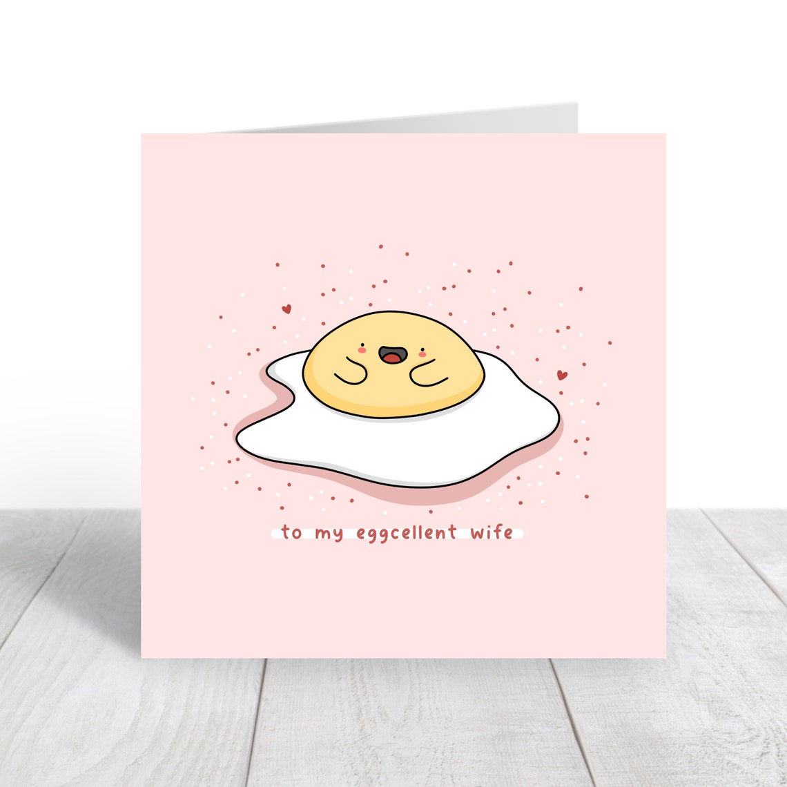 Happy Smiling Fried Egg Eggcellent Wife Birthday Card Cute Print - Image 4
