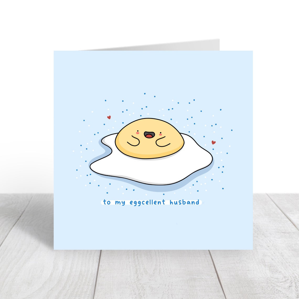 Smiling Fried Egg Eggcellent Husband Birthday Card Cute Print - Image 2