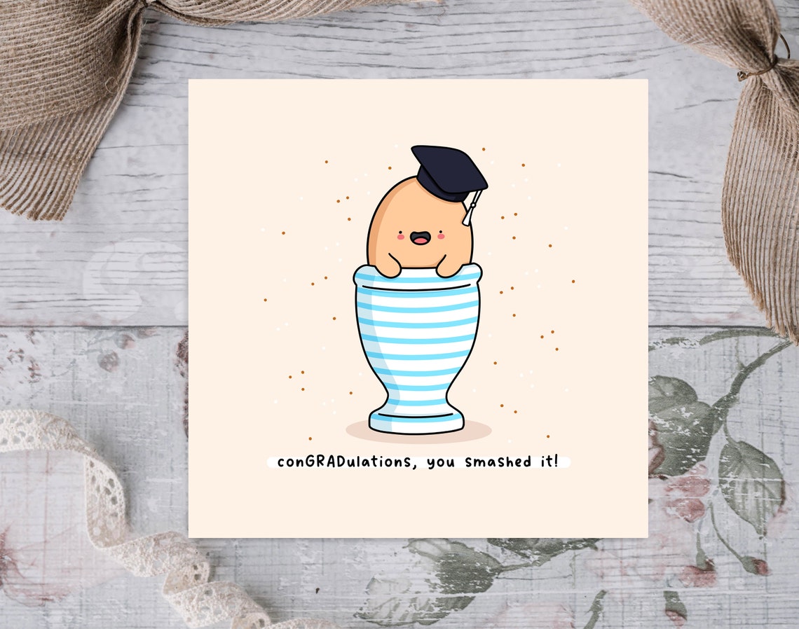 Egg In Striped Cup Graduation Cap ConGRADulations Smashed It Wall Art - Image 3