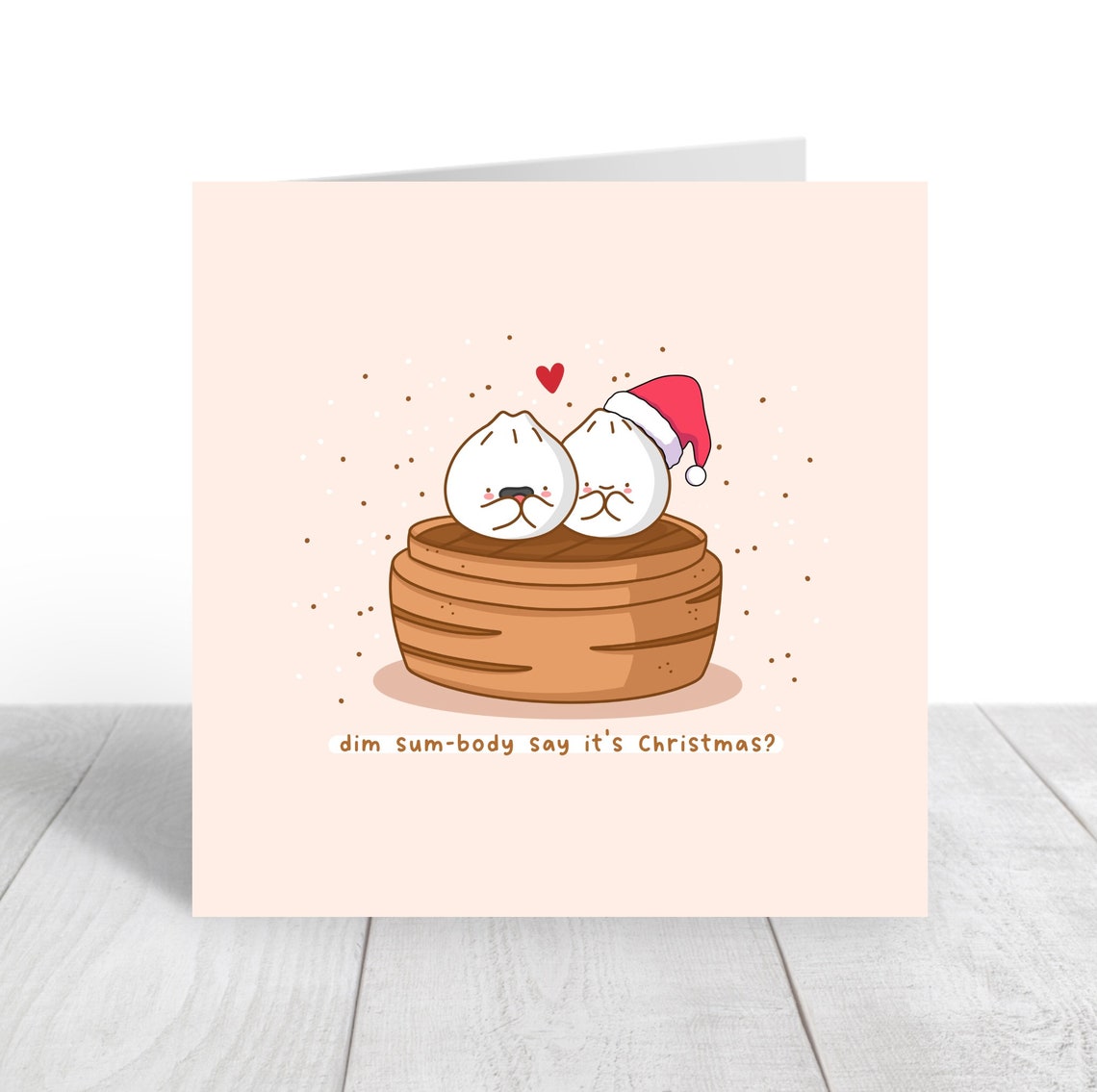 Kawaii Dim Sum Bao Steamer Christmas Pun Poster with Santa Hat - Image 4