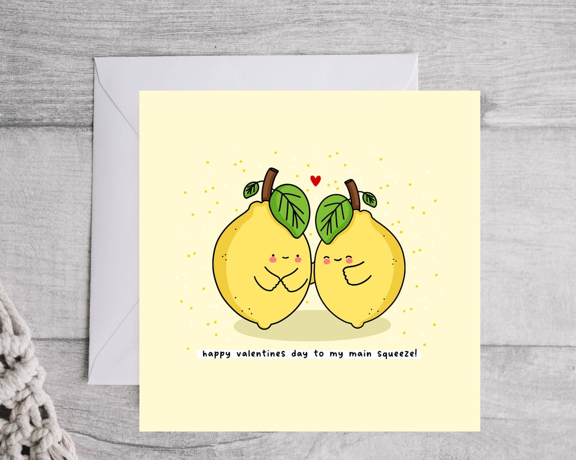 Happy Valentines Day To My Main Squeeze Lemon Illustrated Card Print - Image 4