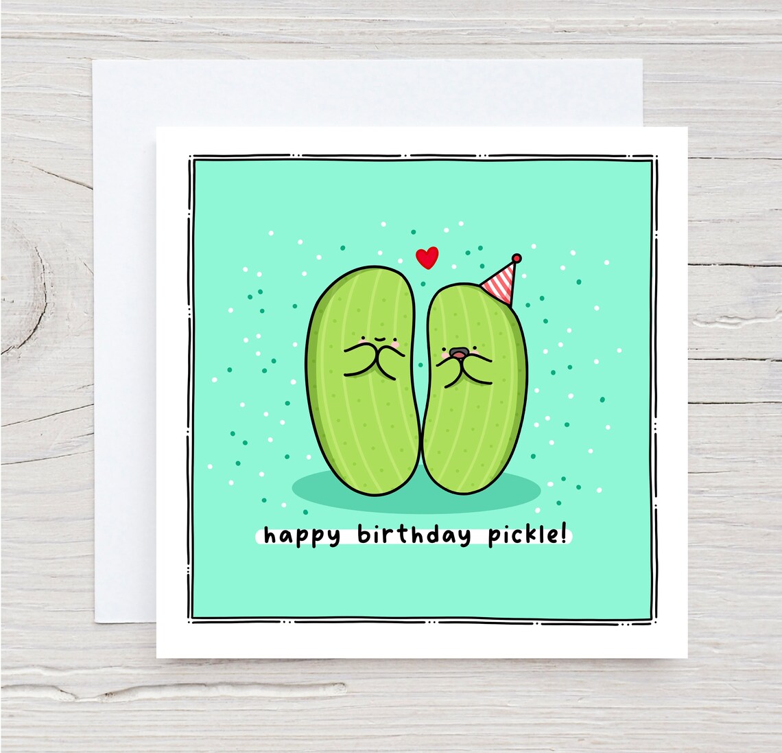 Happy Birthday Pickle Kawaii Pickle Pair Party Hat Birthday Poster - Image 2