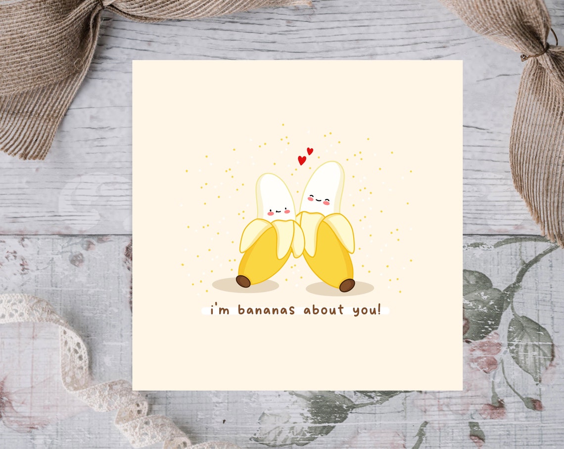 Im Bananas About You Cute Bananas Love Illustrated Card Print - Image 2