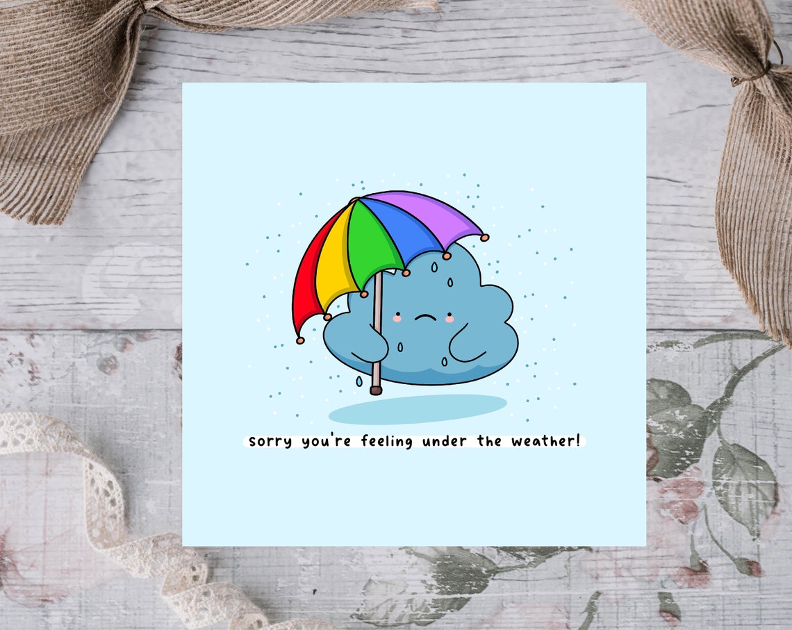 Sorry Youre Feeling Under The Weather Get Well Illustrated Card Print - Image 3