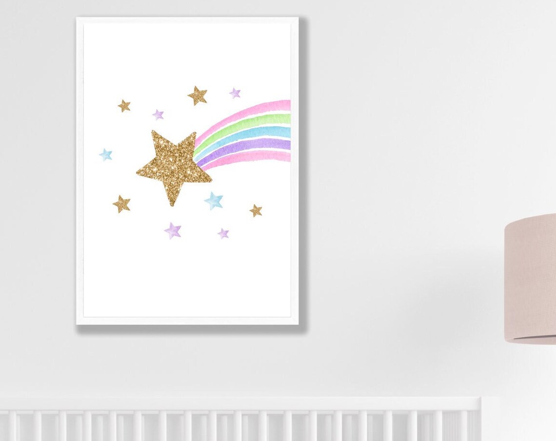 Unicorn Shooting Star Girls Bedroom Art Print - Image 3