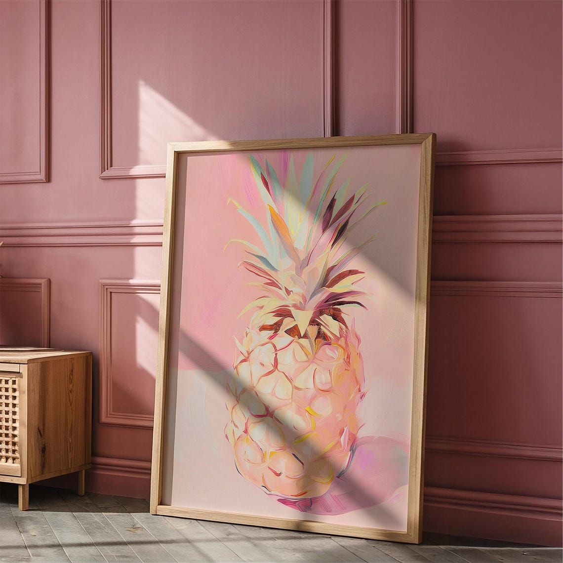 Pink Pineapple Painted Still Life Tropical Pink Kitchen Poster - Image 5