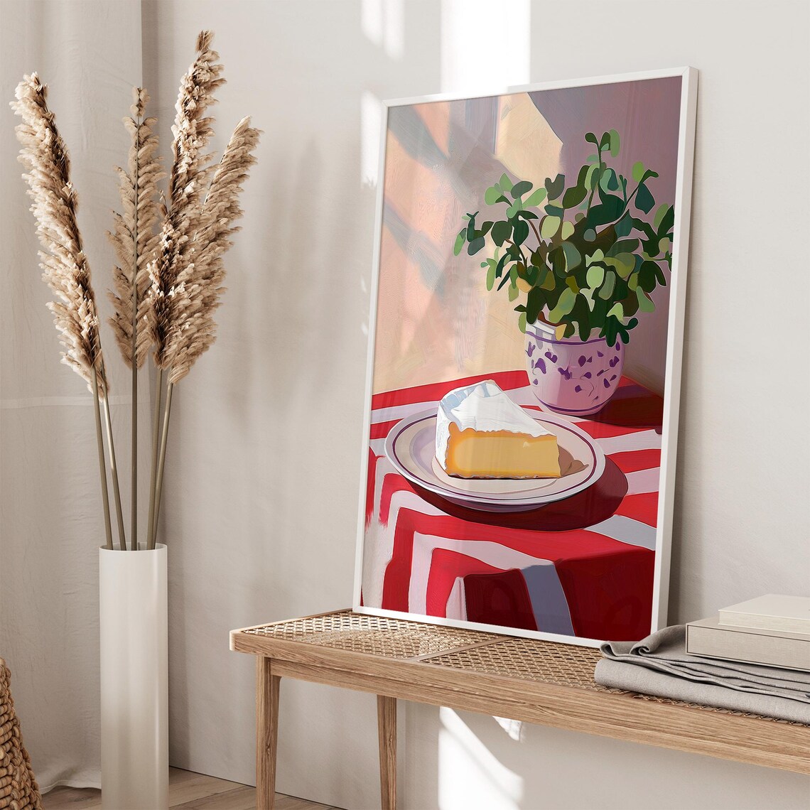 Camembert Cheese Wedge Still Life With Plant French Kitchen Poster - Image 5