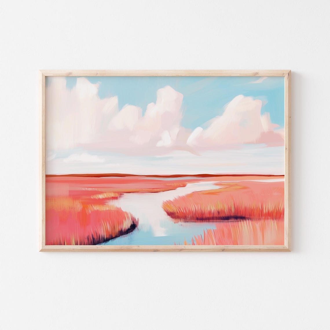 Sunset Marsh With Fiery Orange Grasses And Pink Clouds Poster - Image 5