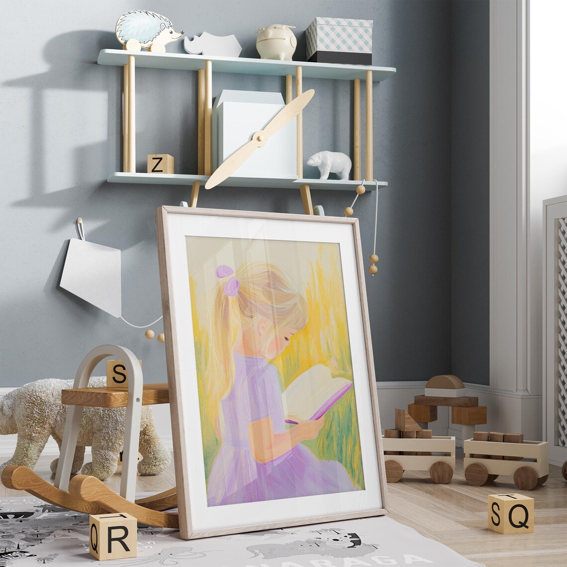 Blonde Girl Reading In A Garden Reading Nook Summer Read Art Girly Book Lover Girls Room Book Nook Book Lover Gif - Image 5