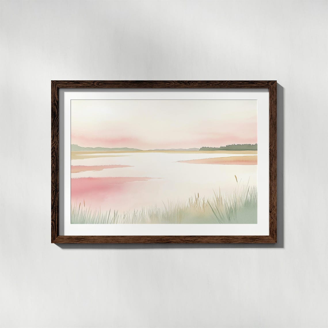Blush Pink Marsh Waters At Sunrise Minimalist Wetlands Poster - Image 5
