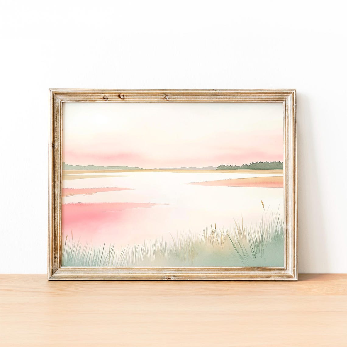Blush Pink Marsh Waters At Sunrise Minimalist Wetlands Poster - Image 2