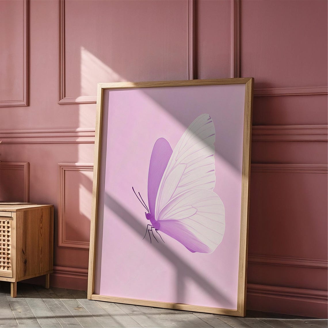 Delicate Pink and White Butterfly on Blush Pink Insect Poster - Image 5