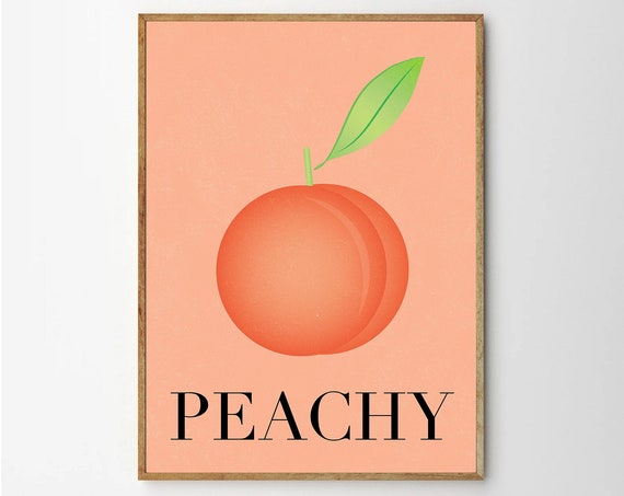 Peach Print Abstract Fruit Wall Art Pastel Decor Cute Room Poster Above Bed Market Home Decore