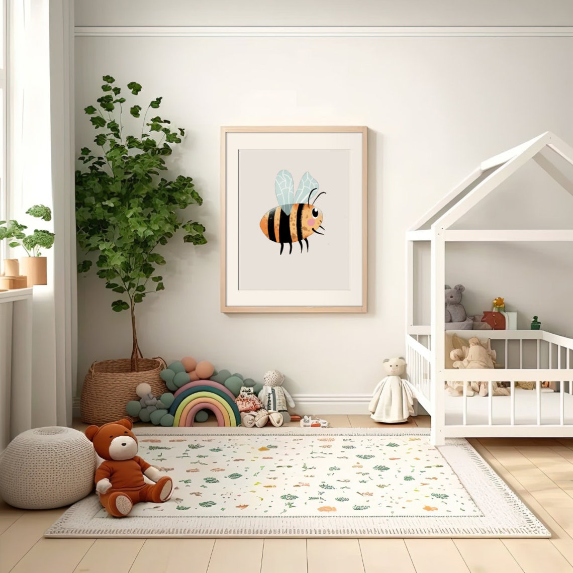 Bee Illustration Gender Neutral Kids Room Nursery Instant Download Insect Bugs Wall Art Child New Baby Gift - Image 2
