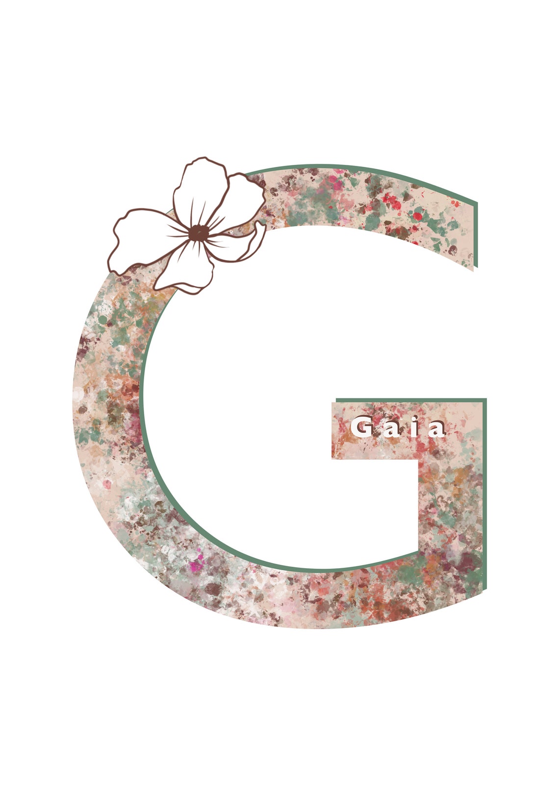 Letter G Cosmos Floral Poster with Watercolor Botanical Art Style - Image 2