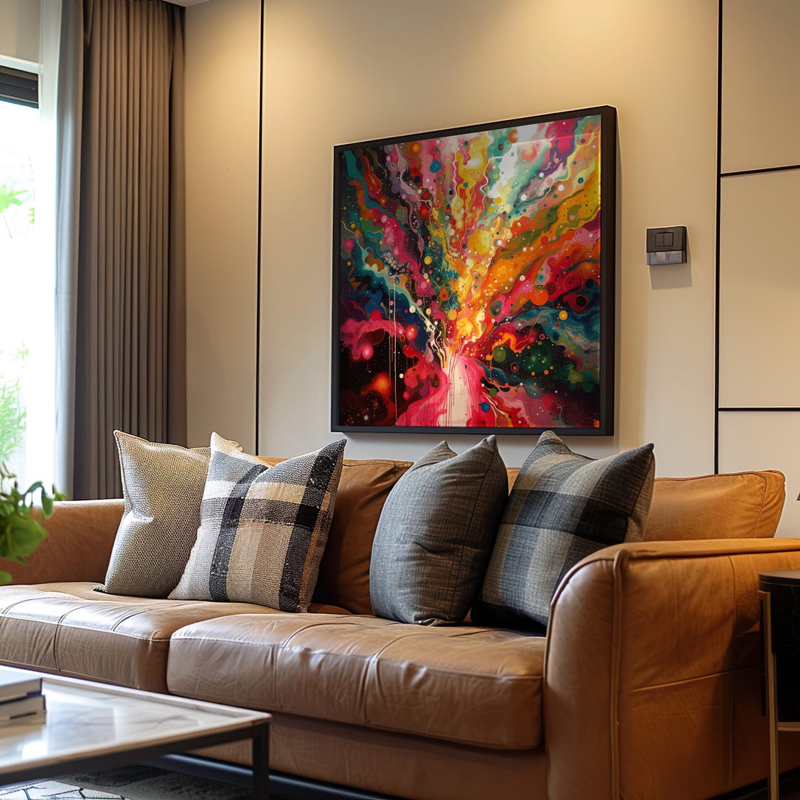 Neon Fluid Abstract Explosion Acrylic Color Burst Modern Wall Poster