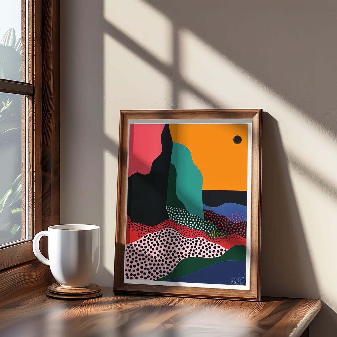 Midcentury Modern Mountain Sunset Bold Abstract Landscape Poster