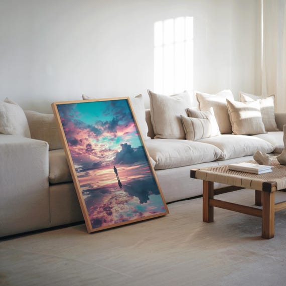 Surreal Vaporwave Poster Dreamy Sky Scene Pastel Palette Art Cinematic Vibe 3d Render Photo Manipulation