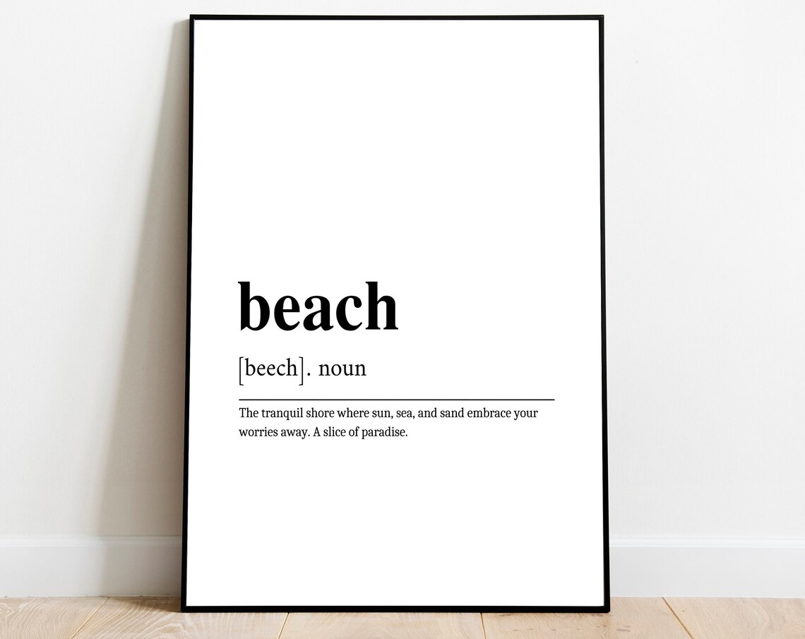 Beach Definition Print, Modern Typography Art