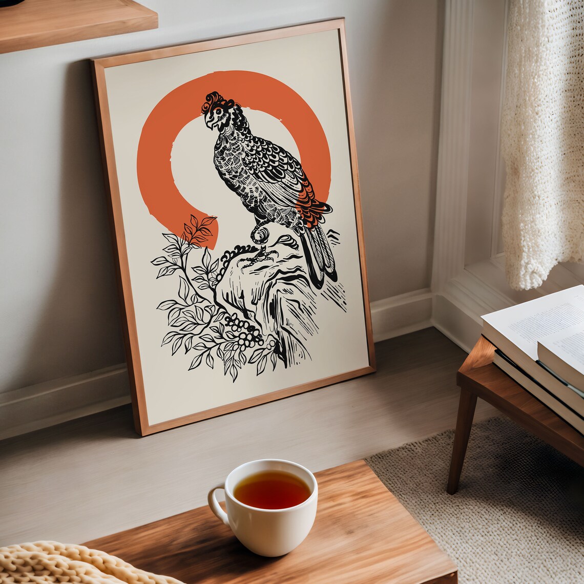 Japanese Bird Vintage Illustration, Poster Print