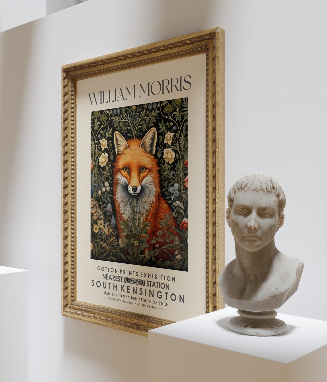 William Morris Vintage Red Fox Among Flowers Exhibition Art Poster - Image 3
